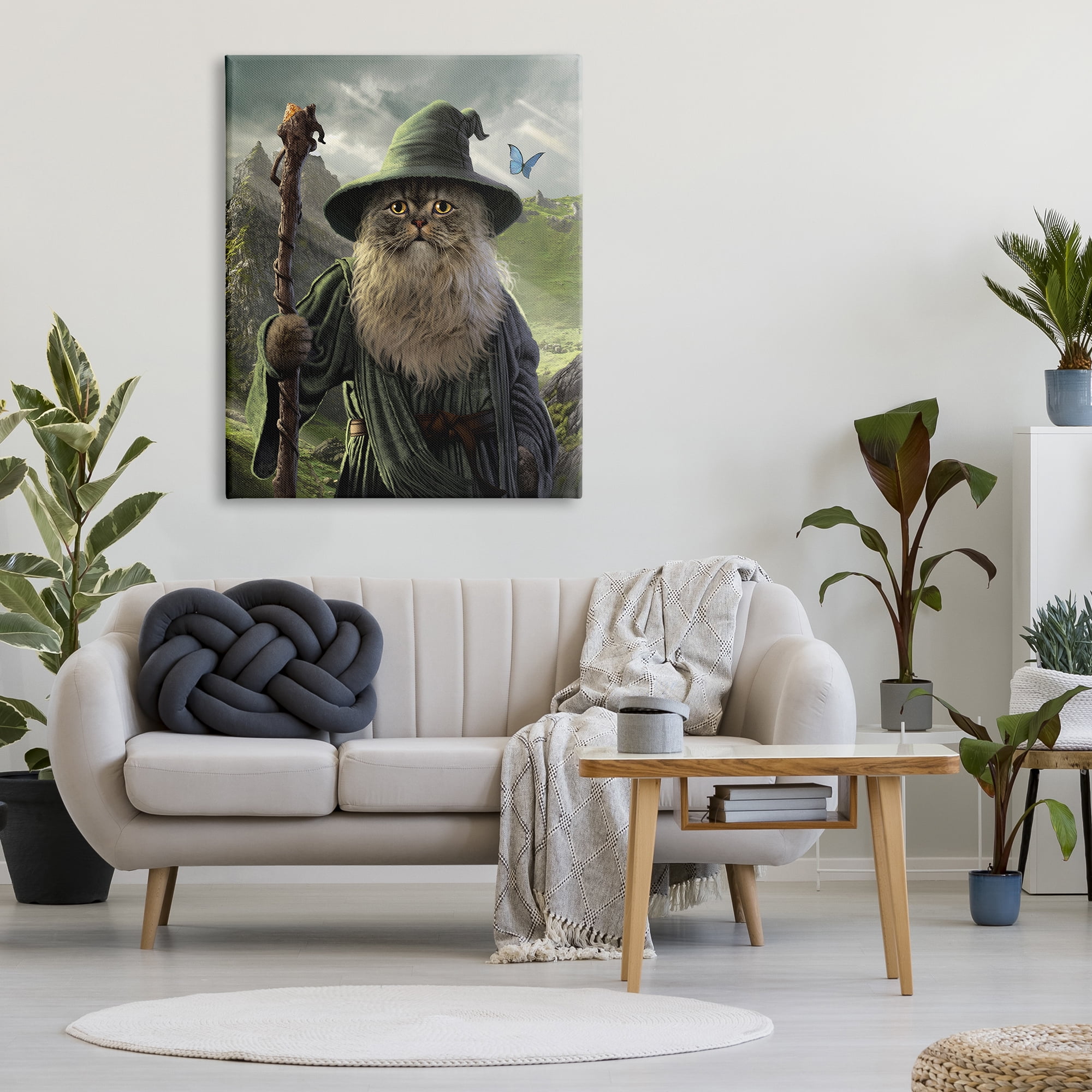 Stupell Industries Fantasy Wizard Cat Animals & Insects Painting Gallery Wrapped Canvas Art Print Wall Art, 36 x 48