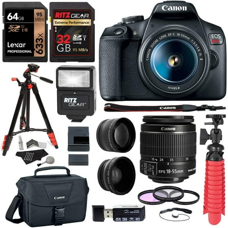 Canon Eos 1d Flash Memory - Canon EOS Rebel T7 24MP Camera with EF-S 18-55mm is II Lens, 2 Memory Cards, Slave Flash, 50