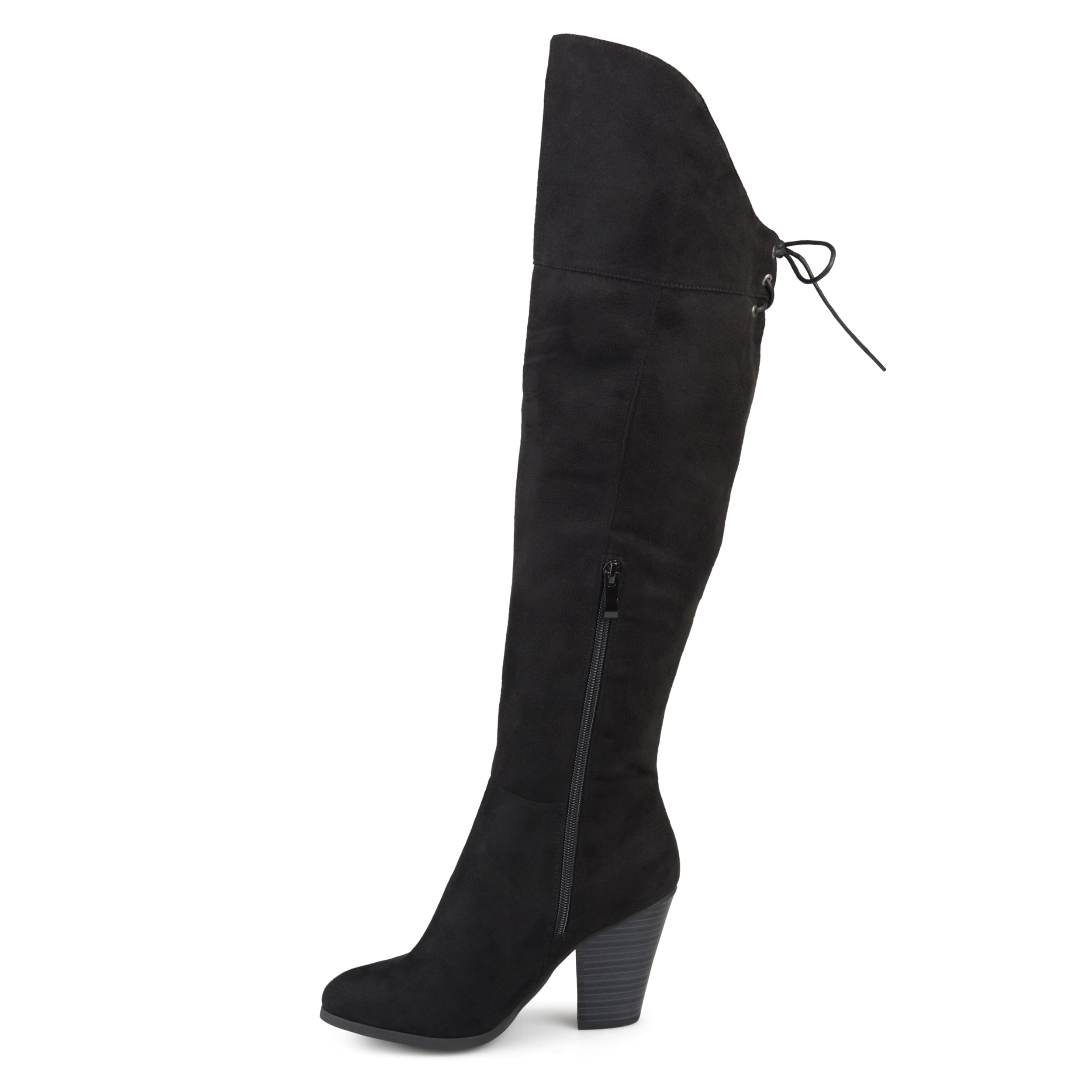 Womens Wide Calf Faux Leather Faux Lace 