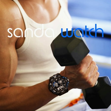 Wrist Watch 30M Diving Waterproof Sport Watch Fashion Male Casual Watch Dual Display Quartz Watch PU Resin Strap Sport Swimming Digital Watch for