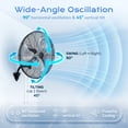 thumbnail image 4 of Nepsam 30" Wall Mounted Fan, 3 Speeds High Airflow Industrial Fan with Oscillation & Tilting Head, 200W Powerful Cooling for Home, Warehouse, or Commercial Use, 4 of 8
