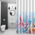 thumbnail image 4 of Pink Octopus Bathroom Shower Curtain, Nautical Watercolor Ocean Octopus Starfish Coral Seashell Waterproof Washable Soft Bath Curtain for Bathtub Decor with 12 Hooks&Grommet, 36x78 Inch, 4 of 9