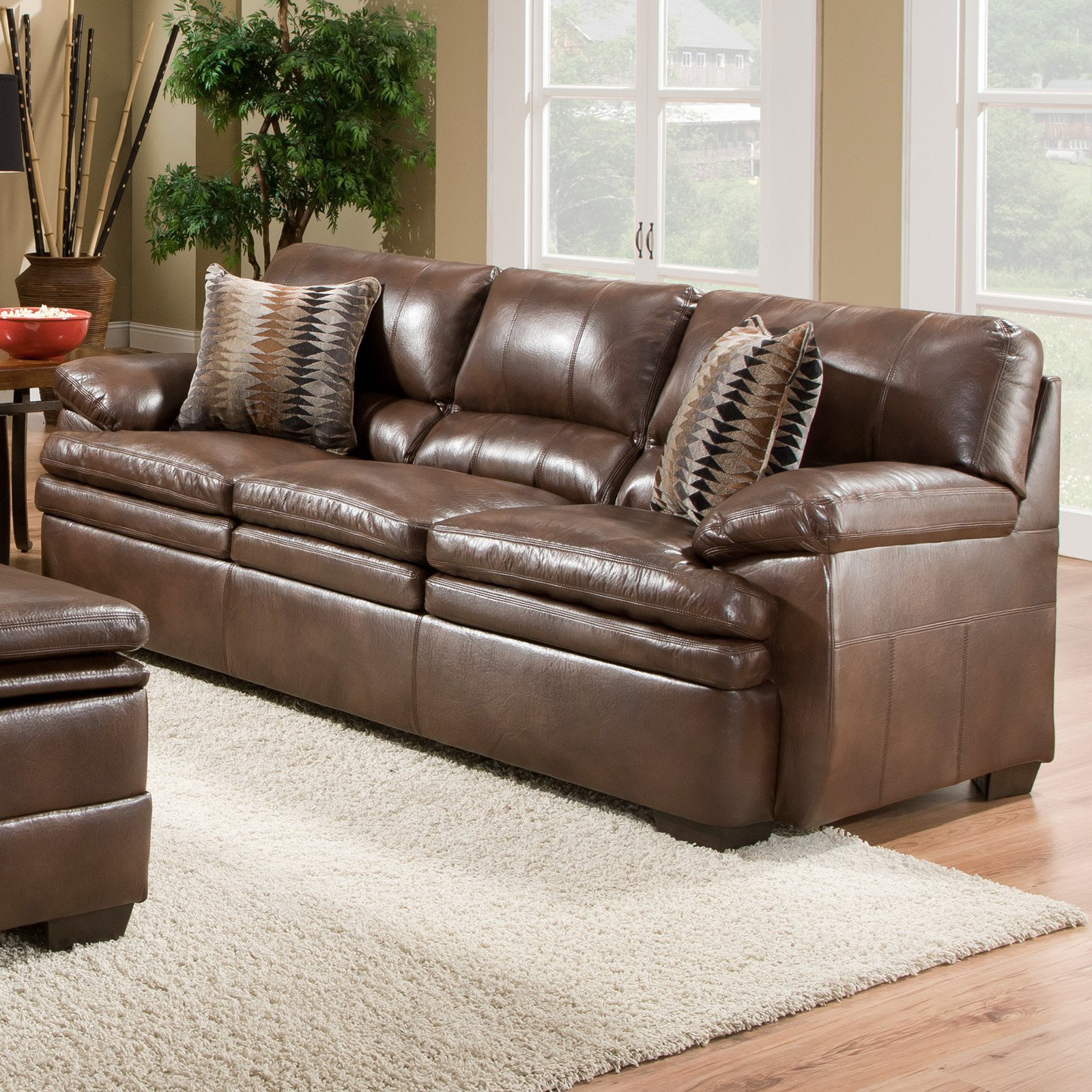 Bonded Leather Sofa Brown, Simmons Leather Sofa And Loveseat