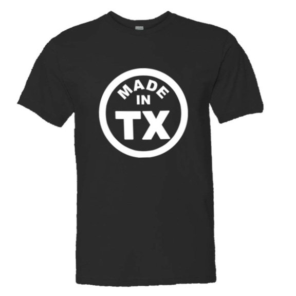PleaseMeTees™ Mens From Born Made In Texas Longhorn TX Logo Label HQ Tee