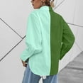 thumbnail image 4 of Womens Button Down Shirts Long Sleeve V Neck Color Block Casual Plain Blouses Tops, 4 of 7