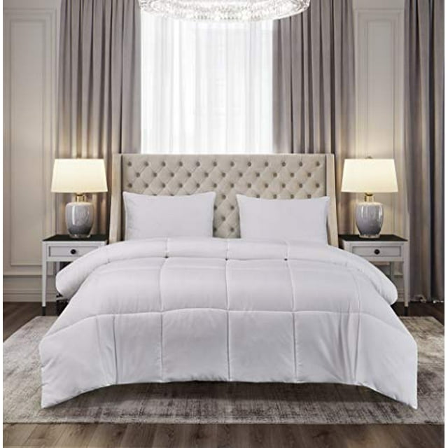 Blue Ridge Home Fashions Microfiber Light Weight Solid Down Alternative All Season Comforter - Hypoallergenic Polyester Fill, King, White