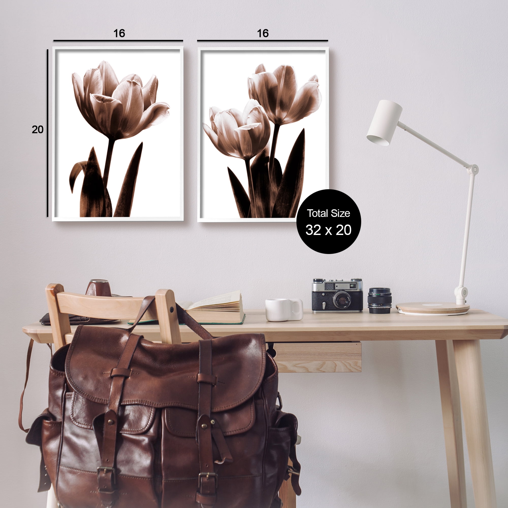 Stupell Contemporary Tulips Photography Botanical & Floral Photography White Framed Art Print Wall Art, Set of 2