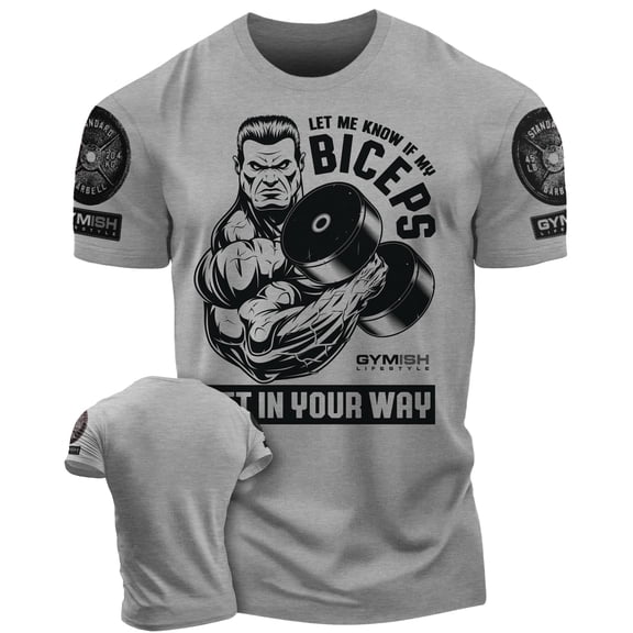 Gymish Biceps In Your Way Men's Workout T-Shirt, Short Sleeve Graphic Tee