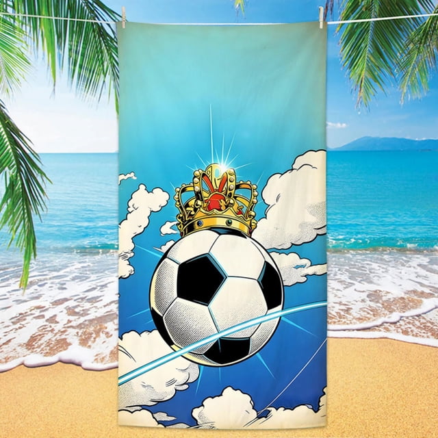 shyuyusa Soft Absorbent Football Pattern Beach Towel, Foldable Lightweight Bath Cloth for Swimming Training, Multifunctional Outdoor Leisure and Home Use