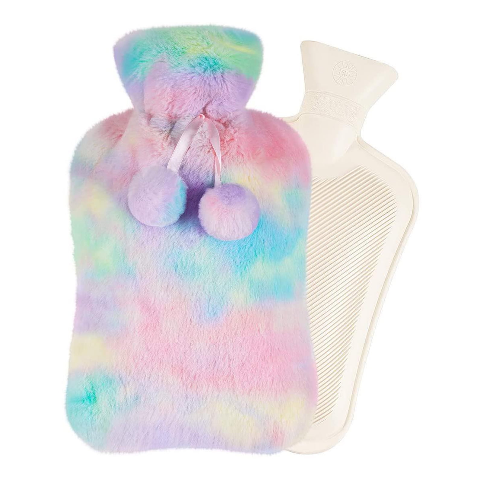 Hot Bag with Plush Cover 2L Large Capacity Rubber Hot Bottle Hand Feet