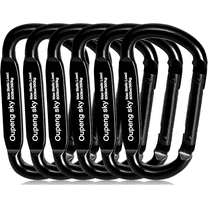 6PCS Carabiner Clip - Heavy Duty Iron Carabiners 800lbs 2.5inch, Black