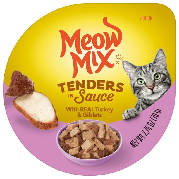 Meow Mix Tenders in Sauce Wet Cat Food With REAL Turkey & Giblets, 2.75