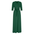 thumbnail image 5 of Qulqfy Womens Wedding Guest Dress 3/4 Sleeve Maxi Green A Line Empire Waist Plus Size V Neck Flowy Dresses Dress for Women L, 5 of 6