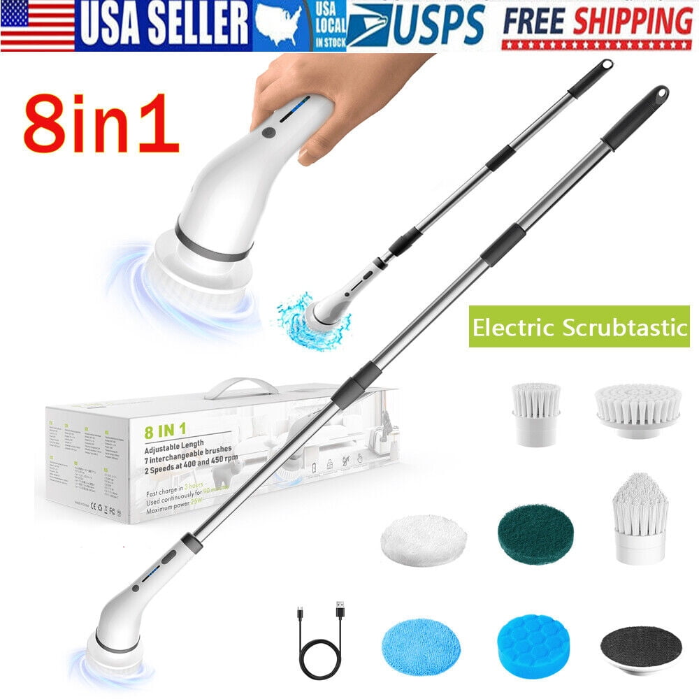 Electric Spin Scrubber, Cordless Bath Tub Power Scrubber 8in1, Deep