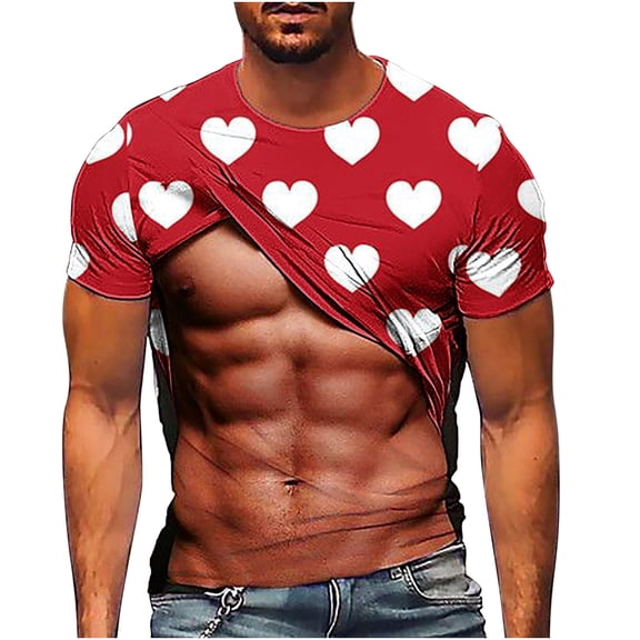 Penkiiy Men's Muscle Short Sleeve T-Shirt 3D Printing Casual Funny Top Novelty Pattern Short-Sleeved Shirt T-Shirt M Khaki