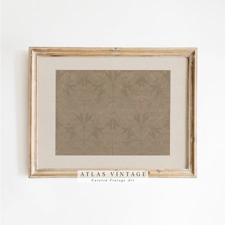 Vintage Warm Tone Floral Textile Botanical Pattern Farmhouse Wall Art Print Creative Botanical Theme For Bedroom Office And Home Decor