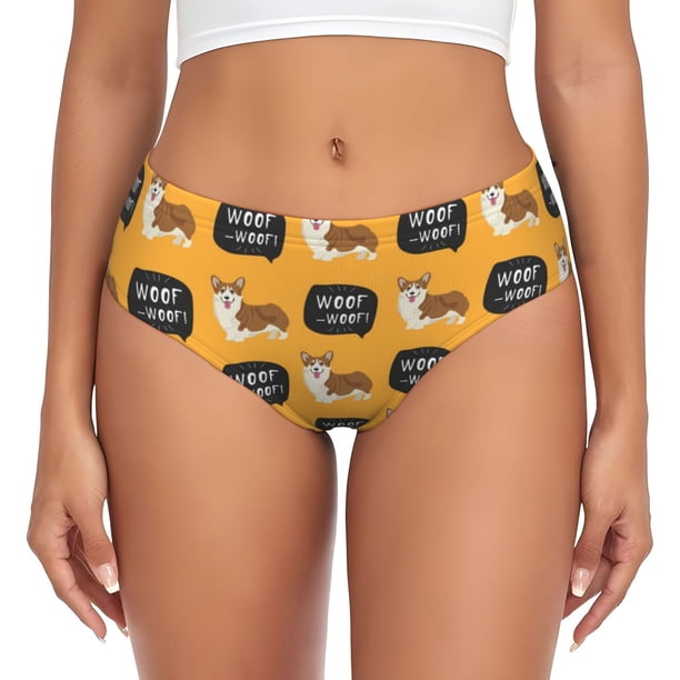 Balery Corgi Ropa Interior de Algodón para Mujer con Dibujo – Braguitas Cómodas y Elásticas, Estilo Clásico-3X-Large