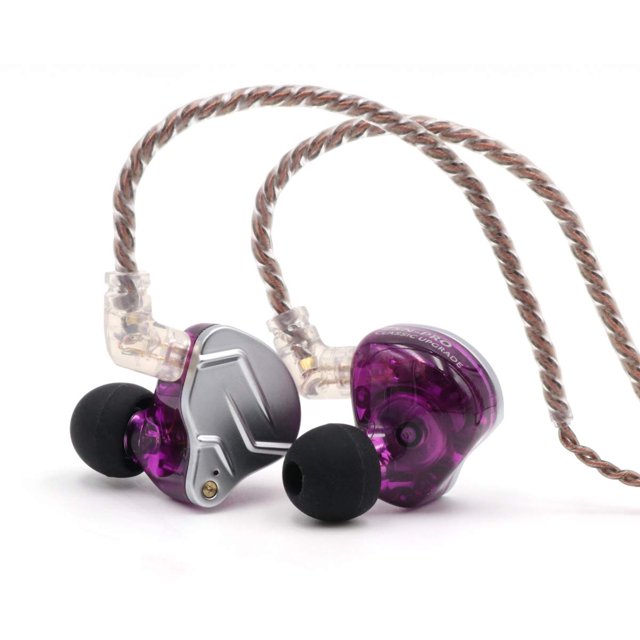 Auriculares Linsoul KZ ZSN Pro Hybrid 1BA+1DD con micrófono morado