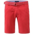 thumbnail image 2 of Ma Croix Mens Twill Chino Shorts with Belt Casual Roll Up Flat Front Classic Fit Pants, 2 of 5