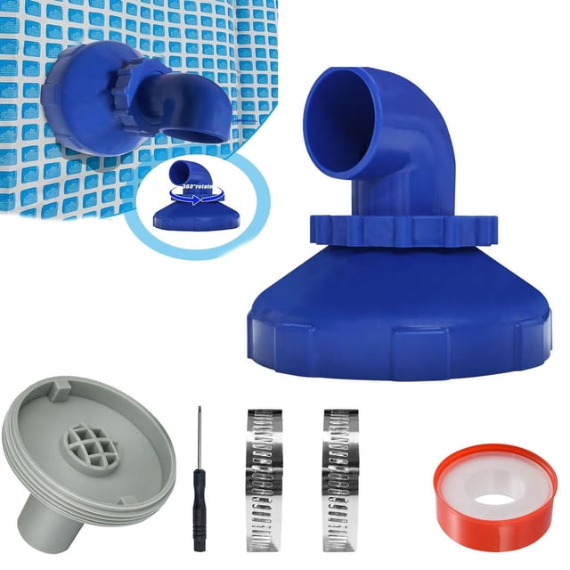 Ohmyroo 360 Degree Rotatable Pool Inlet Nozzle Set Professional Water Return Fitting With Hose Clamps and For Above Ground Pools