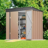 Outdoor Storage Shed 6'x4' Garden Shed with Double Locked Doors for Storing Lawn Mower, Bike & Outdoor Tools, Brown