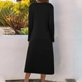 thumbnail image 4 of Cavosen Dresses for Women Long Sleeve Black Maxi Dress High Side Slit V-Neck Calf Length Long Dress Solid Casual Trendy Dress Flowy Party Dresses Vacation Fall Winter Clothes L, 4 of 6