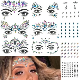 Rhinestone Body Gems Jewels,Mermaid Face Jewels Stick on, Rainbow Chest  Gems Tattoo, Crystals Breast Pasties Gem Bindi Nipple Covers, Hair Jewelry  Gliiter for for Festival Rave,4-Pack 
