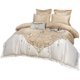 thumbnail image 4 of Juego de cama de lujo de cuatro piezas con bordado europeo de flores de champán, 4 of 5