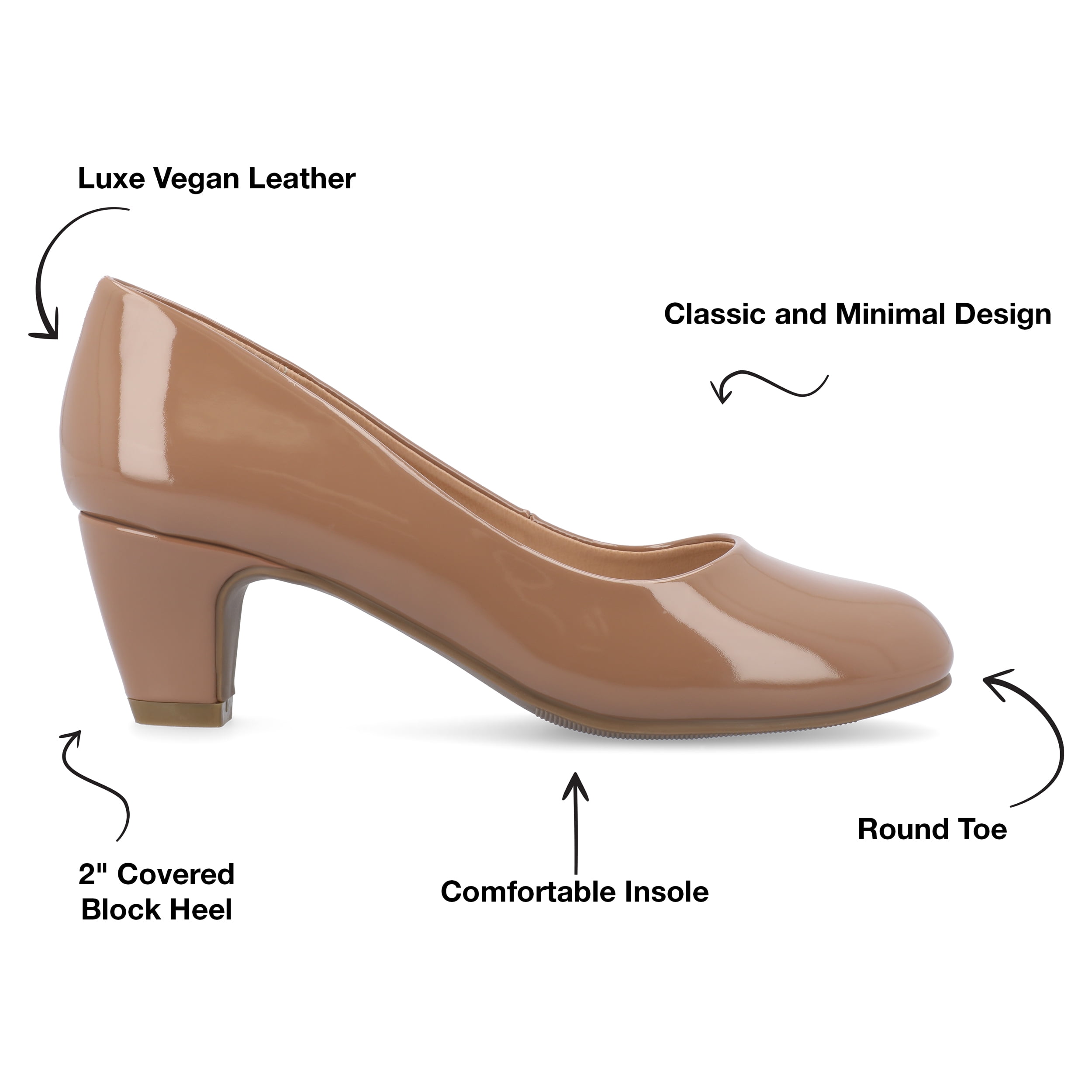 Journee Womens Luu Comfort Insole Round Toe Low Block Heel Pumps, Widths Available