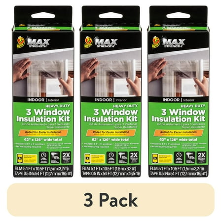 (3 pack) Duck Max Strength 62 in. x 126 in. Rolled Window Insulation Film Kit, Fits up to 5 Windows