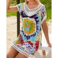 thumbnail image 6 of Beach Coverup Dress Floral Print Hollow Out Plus Size Swimwear Bikini Swimsuit Cover ups Bathing Suit Coverups, 6 of 6
