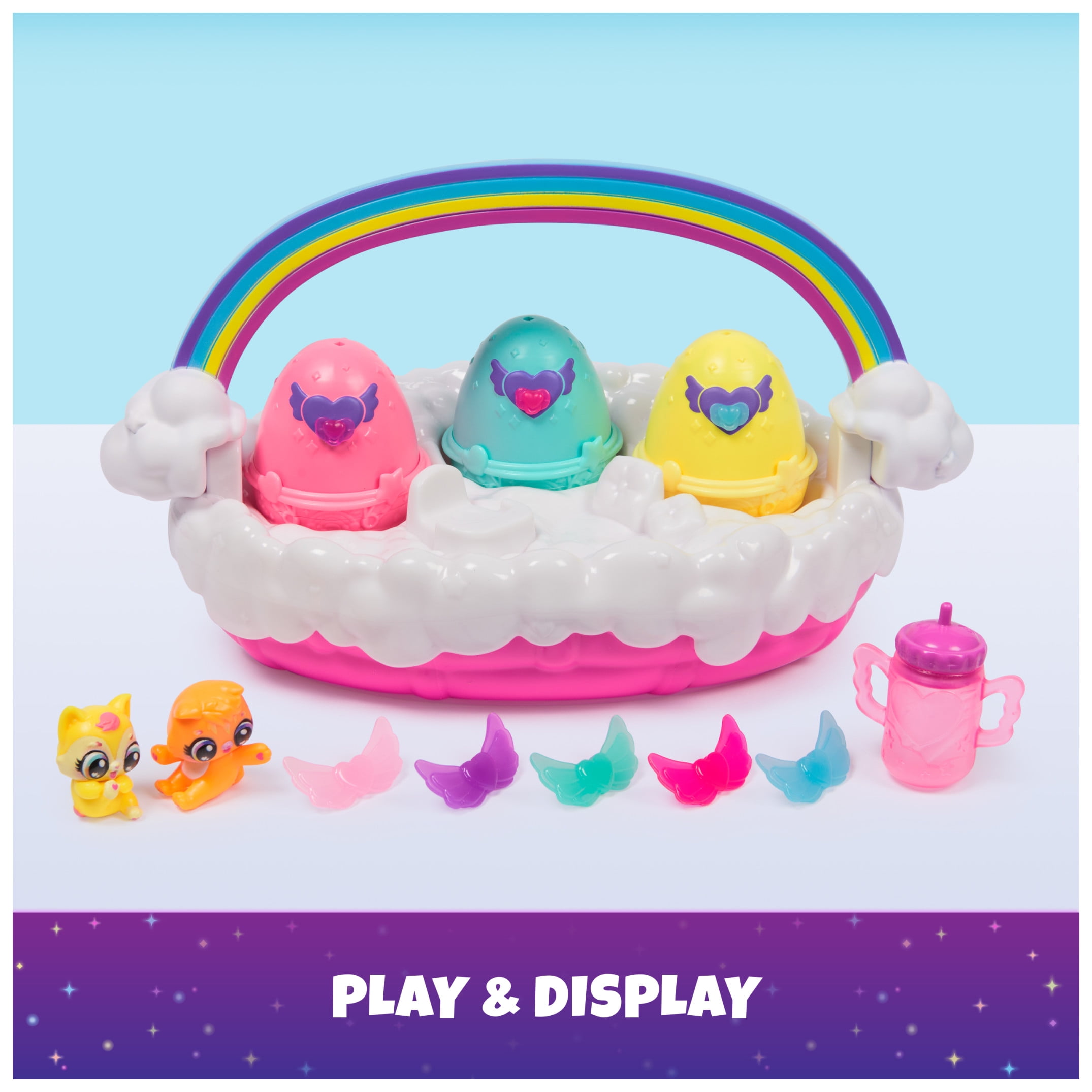 Hatchimals Alive, Neon Rainbow Spring Basket with 5 Doll Figures