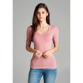 thumbnail image 6 of Emmalise Women's Slim Athletic Fit Vneck Tshirt Half Sleeves Top Jr Size (Dusty Pink, Small), 6 of 6