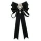 thumbnail image 4 of Pajarita para mujer, elegante pajarita con diamantes de imitación, clásica, formal, color sólido, broche Negro, 4 of 9