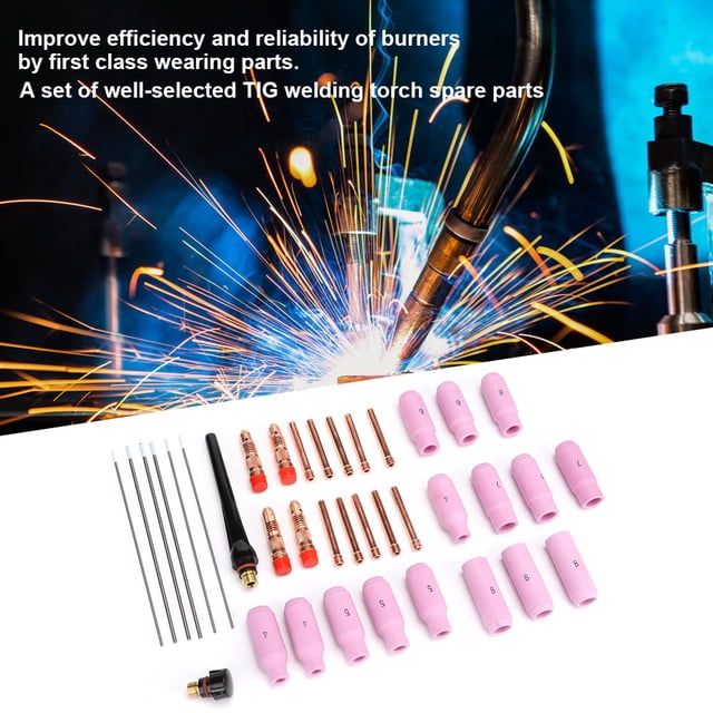 Oubit W Back Cap,37pcs TIG Parts Tungsten Tungsten Electrode Professional Grade