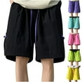 thumbnail image 5 of WREESH Men's Cargo Shorts Lightweight Quick-Dry Shorts Plus Size Wide-Leg Shorts Solid Color Drawstring Pocket Quick Drying Casual Work Shorts. Purple, 5 of 5