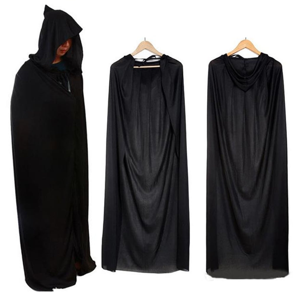 New Halloween Costumes Black Black Hooded Cloak Scary Cosplay Long