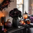 thumbnail image 3 of Artificial Black Roses for Halloween Decorations, Faux Flower Bouquet for Fall Home Decor, Spooky Floral Arrangements for Party Table Centerpiece, 3 of 6