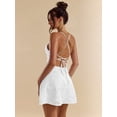 thumbnail image 3 of White Womens Backless Mini Dress With Cross-Back Tie Straps, Textured A-Line Fit For Party Or Date Night, 3 of 7