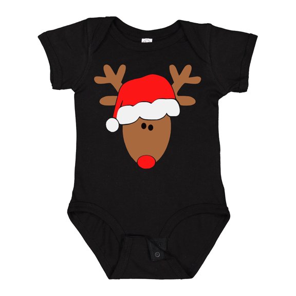 Inktastic Christmas Cute Reindeer in Santa Hat Boys or Girls Baby Bodysuit