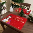 thumbnail image 7 of MIZHONA Christmas Snowman Placemats Set of 4,Red Winter Linen Table Mats for Table Decorations 12x18 in, 7 of 7