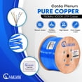 thumbnail image 5 of Cat6a Plenum Cable 1000ft - Certified 100% Solid Pure Copper, 23 AWG, 750 MHz, PoE++ (UTP) 10 GB High Speed, 5 of 7