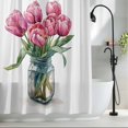 thumbnail image 2 of Watercolor Tulip Fabric Shower Curtain Pink Flowers Leaf Washable Shower Curtains for Bathroom, Waterproof Bath Curtain with Hooks Home Decor 36x72in, 2 of 8
