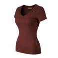 thumbnail image 3 of Made by Olivia Women's Basic Solid Short Sleeve V Neck Jersey Top, 3 of 6