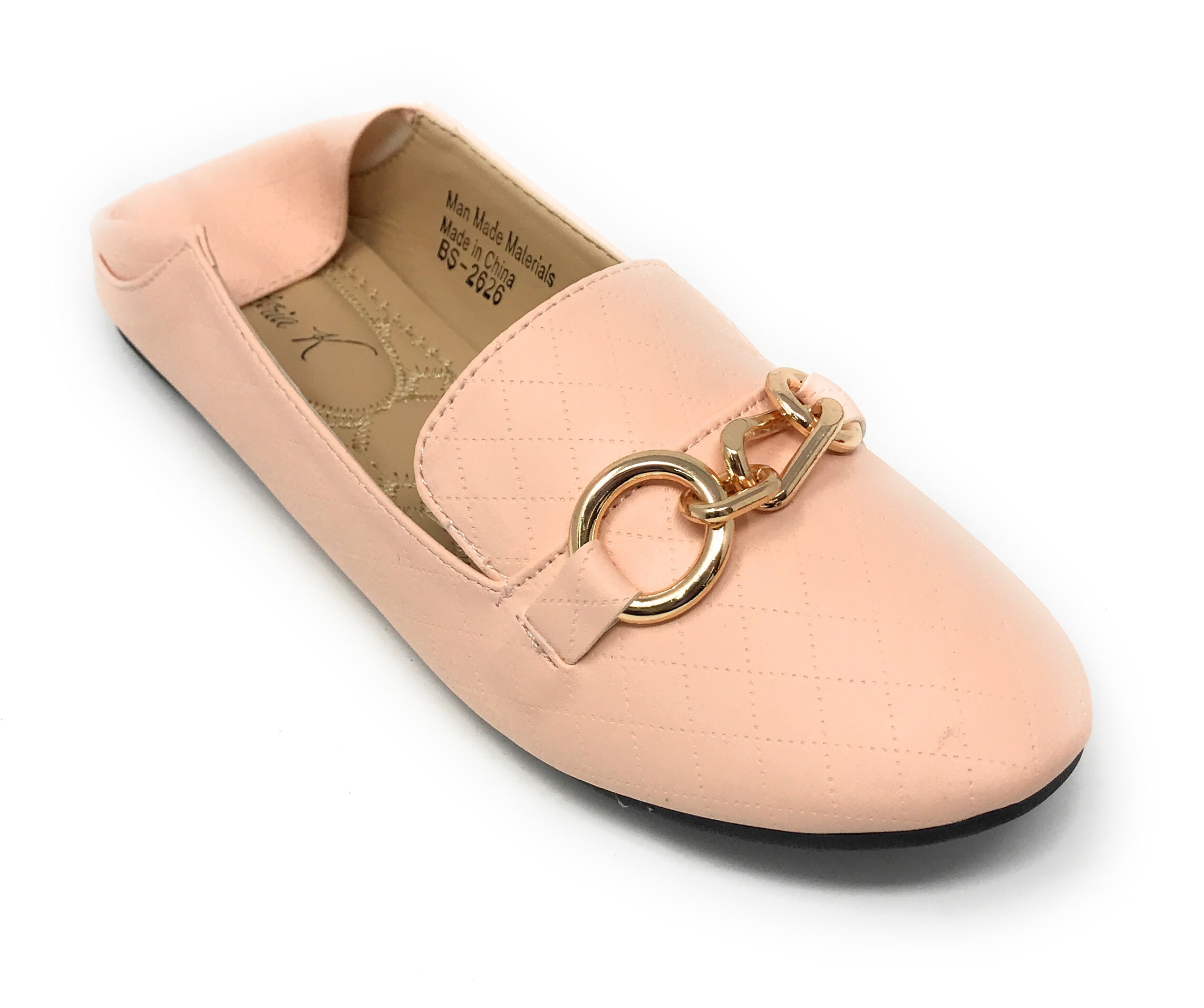 Victoria K Women's Foldover Quilted Gold Chain Ballerina Flats