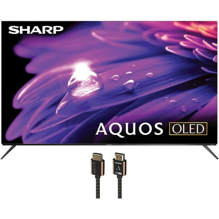 SHARP 4T-C65FS1UR 65 Inch AQUOS OLED 4K Ultra HD Roku TV with an Austere 3S-4KHD2-1-5M III Series 4K HDMI 1.5m Cable (2024)