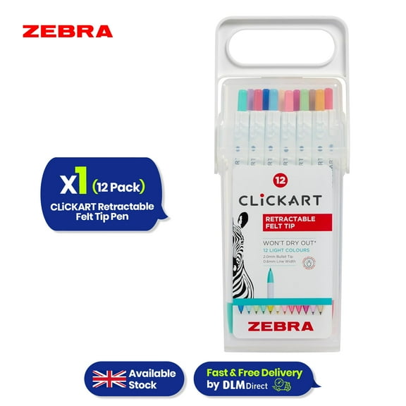 Clickart Pens - 2.0mm Bullet Tip Retractable Felt Tip Pens,  Pastel Colours Smooth Ink Capless Pen for Journals, Sketching & Creative Writing (Pack of 12)