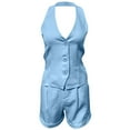 thumbnail image 4 of GILIGEGE Summer Sets Women 2 Piece Outfits Women's Shorts Set Elegant Business Set Sports Shorts Sleeveless Vest and Shorts Fashionable Two Piece Formal Holiday Set Streetwear Summer Lounge Sets, 4 of 5