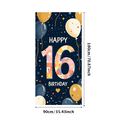 thumbnail image 3 of Happy 16th Birthday Banner with Balloon Star Decor Background, Party Supplies for Birthday Celebrations Photography Props Backdrop Decors, 3 of 8
