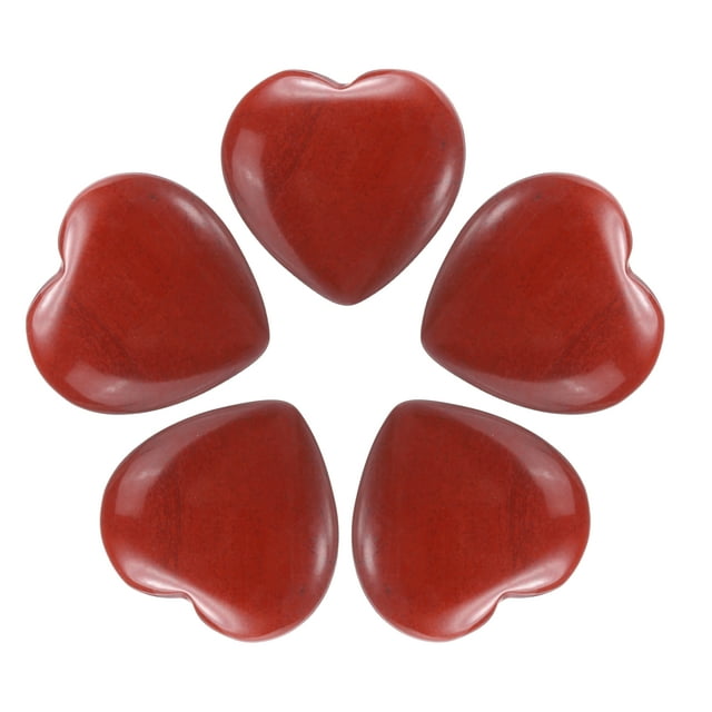 Uxcell 5Pcs Natural Heart Stone Quartz, Piedras de Corazón de Amor para Equilibrar la Ansiedad en Rojo